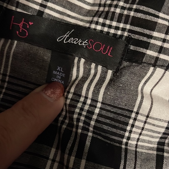 Black and white plaid belted top - Picture 4 of 4